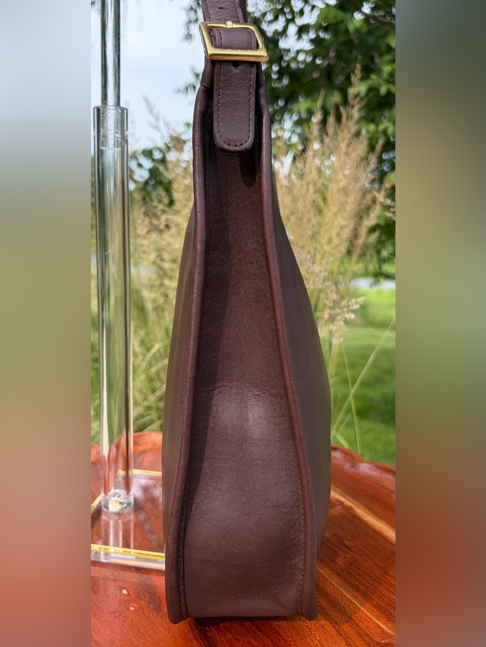 Vintage COACH Andrea Slim Mahogany Leather Hobo Shoulder Bag Rare 9073 - Picture 11 of 17